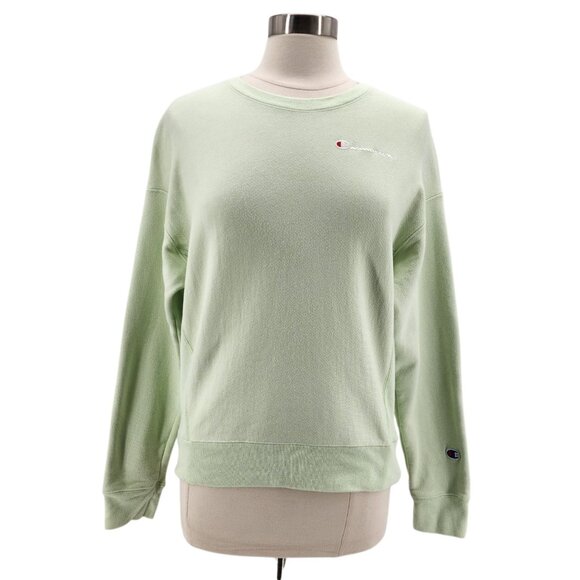 Vintage Champion Reverse Weave Womens Medium Sweatshirt Logo Green Retro - Picture 10 of 10